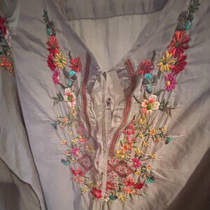 Johnny Was Embroidered Peasant's Blouse